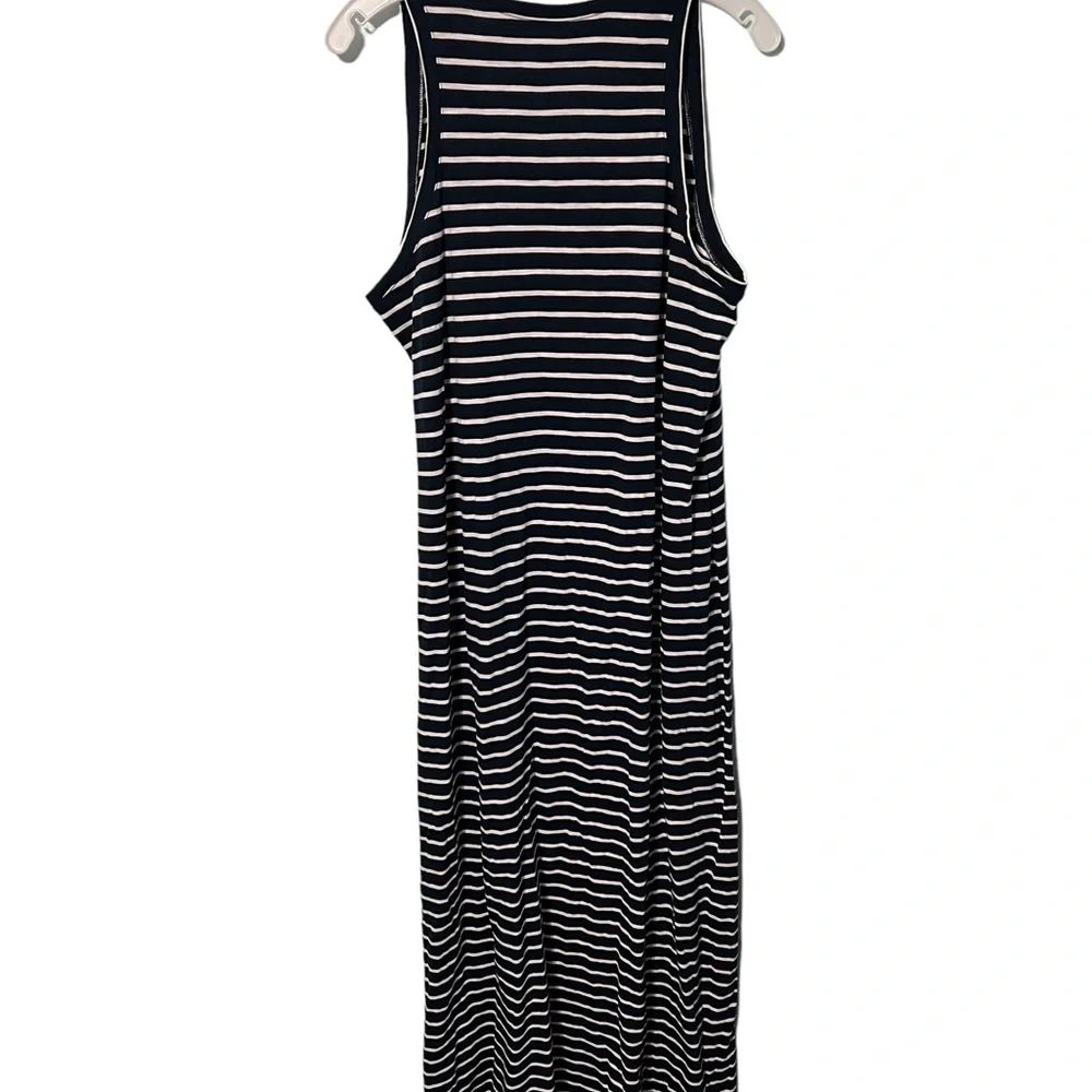 Untuckit Navy Blue And White Striped Maxi Sleeveless Dress Size Large - Picture 2 of 4